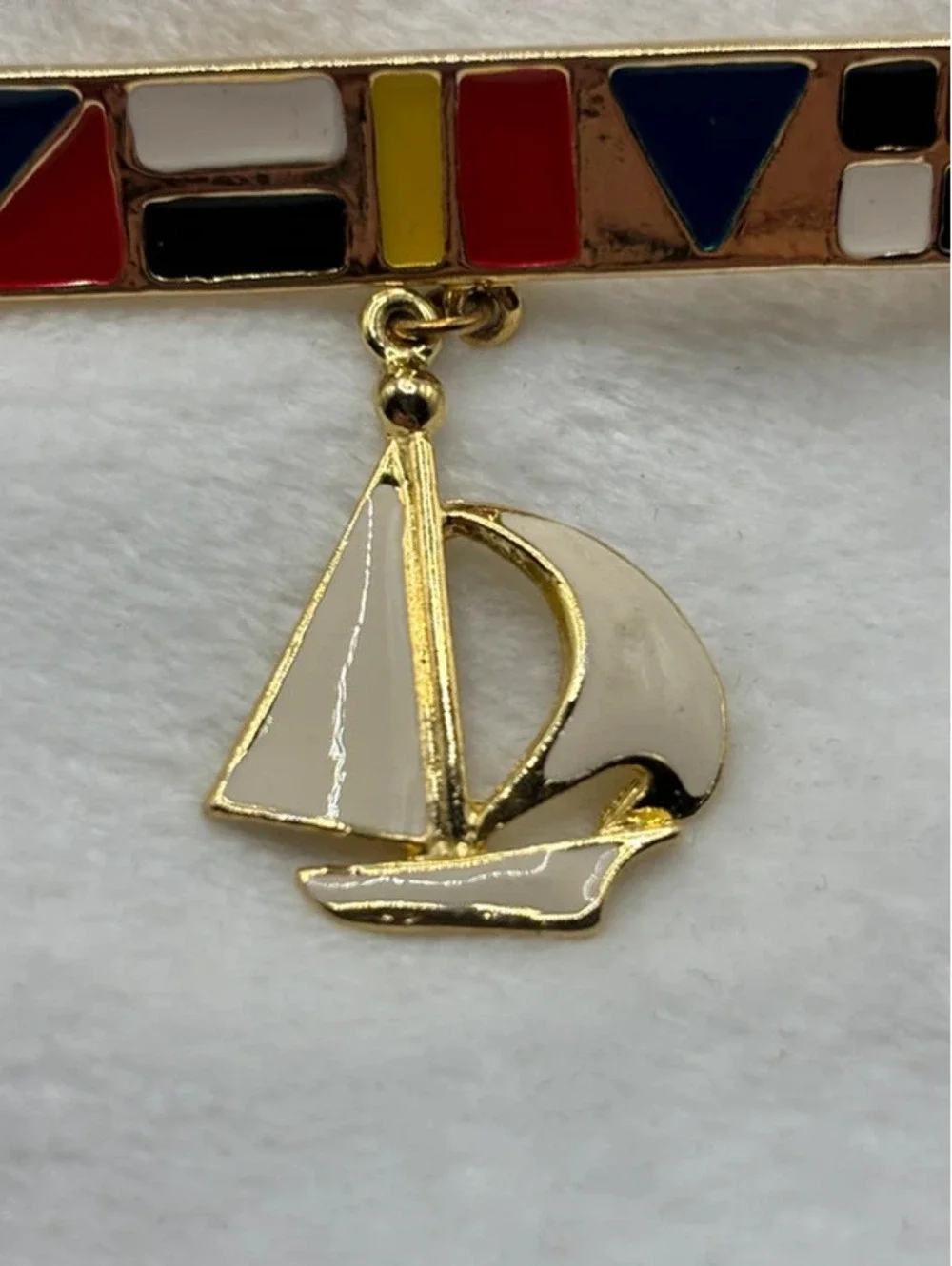Vintage Marvella Nautical Painted Enamel Brooch